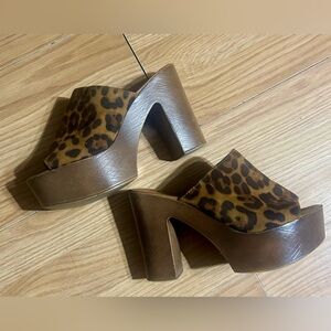 Leopard Print Platform Mules